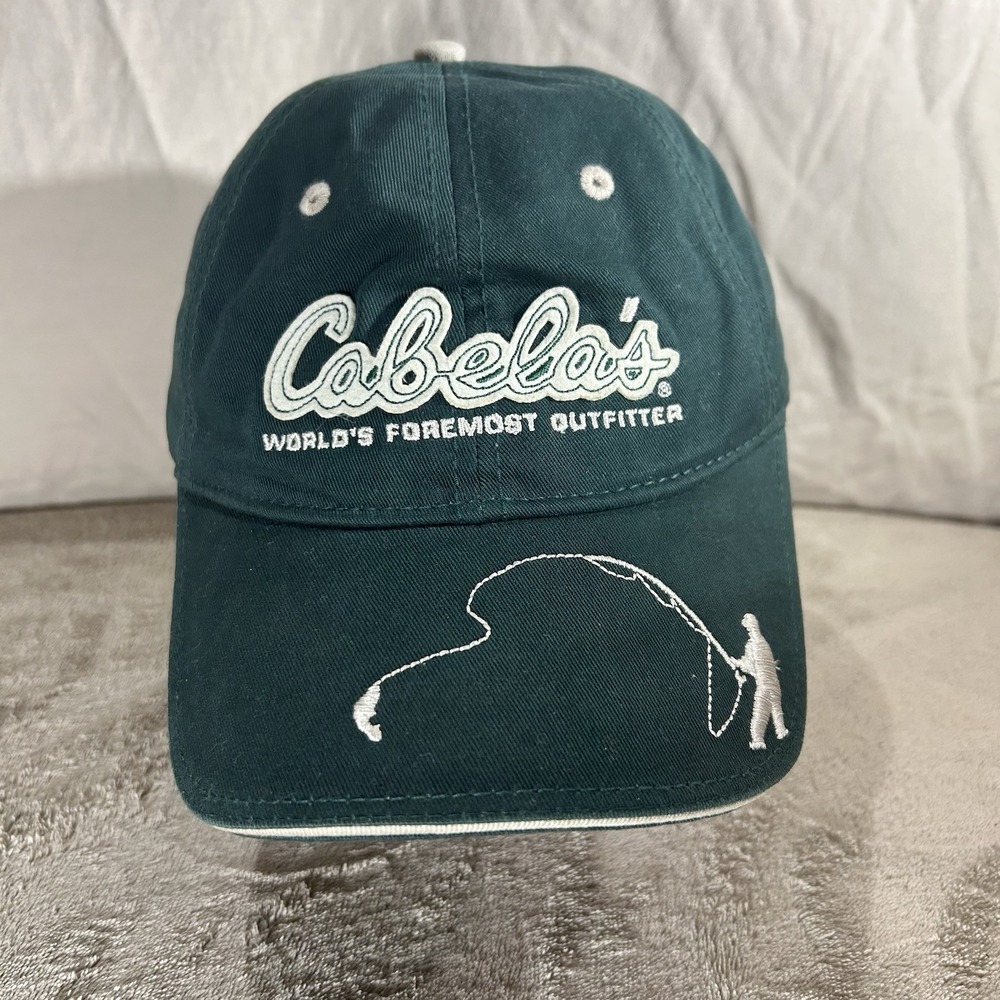 Cabela's World's Foremost Outfitter Fly Fishing Baseball Cap Green Hat‎